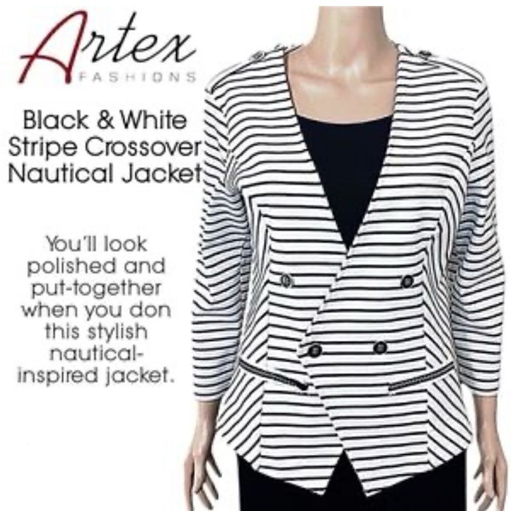 Artex Fashions striped crossover nautical blazer
